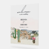 Watercolor Desert Cactus Boho Wedding Welcome Acrylschild (Winkel)
