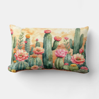 Watercolor Desert Cactus Garden Pillow Lendenkissen