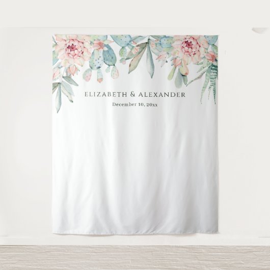 Watercolor Desert Cactus Wedding Welcome Backdrop Wandteppich (Vorderseite)