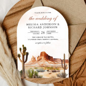 Watercolor Desert Mountain Cactus QR Code Wedding Einladung