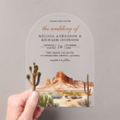 Watercolor Desert Mountain Cactus Wedding Acryleinladungen (Insitu (Handheld))