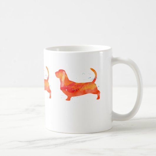 Watercolor-Design für Basset Hound Kaffeetasse (Rechts)