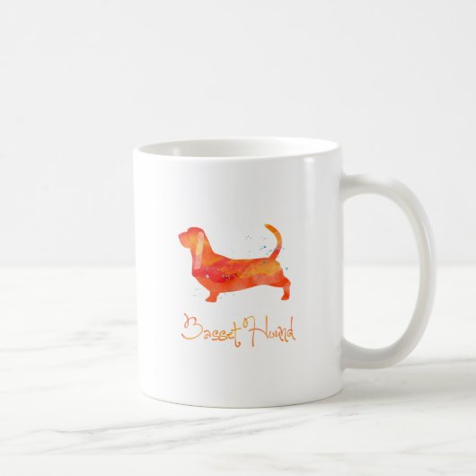 Watercolor-Design für Basset Hound Kaffeetasse (Rechts)