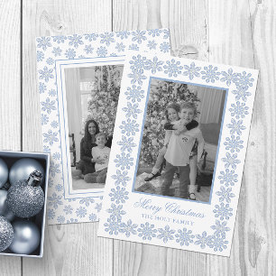 Watercolor Designer Blau Schneeflocken Weihnachten