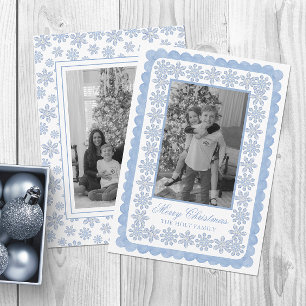 Watercolor Designer Blau Schneeflocken Weihnachten