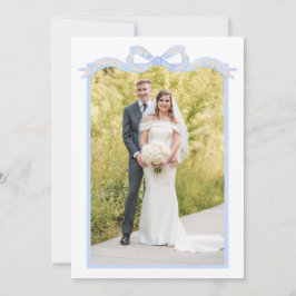 Watercolor Designer Blue Monogram Christmas Foto Feiertagskarte