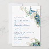 Watercolor Designer Blue Monogram Crest Wedding Einladung (Vorderseite)