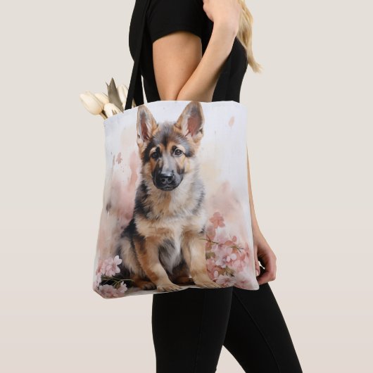 WATERCOLOR DEUTSCHE SCHEPHERHERDE PUPPY HUND TASCHE (Von Nahem)