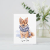 Watercolor, deutscher Schäferhund Welpenhund, pers Postkarte (Stehend Vorderseite)