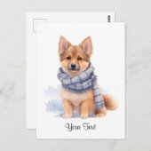 Watercolor, deutscher Schäferhund Welpenhund, pers Postkarte (Vorne/Hinten)