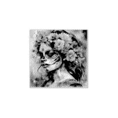 Watercolor Dia de los Muertos Catrina Gummistempel (Prägung)