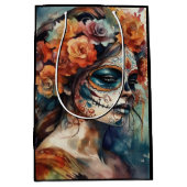 Watercolor Dia de los Muertos Catrina Mittlere Geschenktüte (Vorderseite)