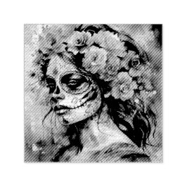 Watercolor Dia de los Muertos Catrina Permastempel