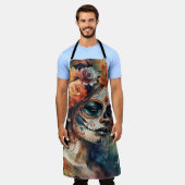 Watercolor Dia de los Muertos Catrina Schürze (Getragen)