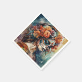 Watercolor Dia de los Muertos Catrina Serviette (Ecke)