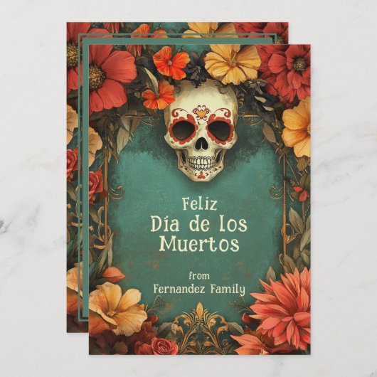 💀 🎉 Watercolor Día de Muertos Grußkarte (Vorne/Hinten)