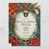 💀 🎉 Watercolor Día de Muertos Party Einladung (Vorne/Hinten)