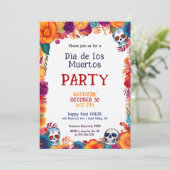 💀 🎉 Watercolor Día de Muertos Party Einladung (Stehend Vorderseite)