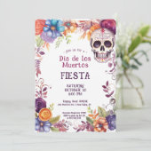 💀 🎉 Watercolor Día de Muertos Party Einladung (Stehend Vorderseite)