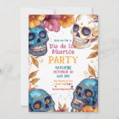 💀 Watercolor Día de Muertos Party Einladung (Vorderseite)