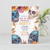 💀 Watercolor Día de Muertos Party Einladung (Stehend Vorderseite)