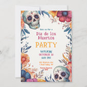 💀 Watercolor Día de Muertos Party Einladung (Vorderseite)