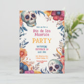 💀 Watercolor Día de Muertos Party Einladung (Stehend Vorderseite)