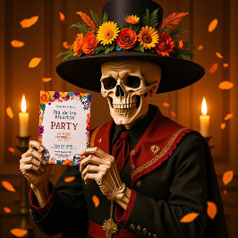 💀 🎉 Watercolor Día de Muertos Party Einladung