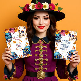 💀 Watercolor Día de Muertos Party Einladung