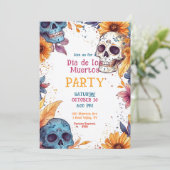 💀 Watercolor Día de Muertos Party Einladung (Stehend Vorderseite)
