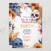 💀 Watercolor Día de Muertos Party Einladung (Vorne/Hinten)