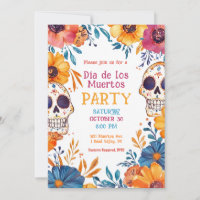 💀 Watercolor Día de Muertos Party Einladung