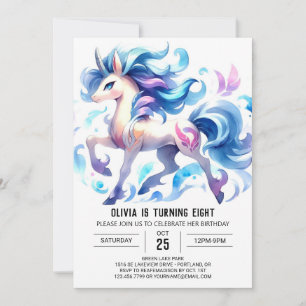 Watercolor Digitales Pferd zum Geburtstag Einladung