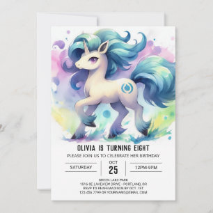 Watercolor Digitales Pferd zum Geburtstag Einladung