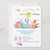 Watercolor Dino Birthday Party Einladung (Vorderseite)