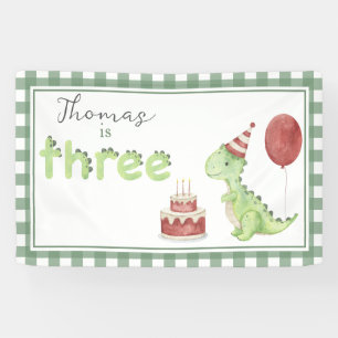Watercolor-Dinosaur 3. Geburtstags-Willkommen Banner