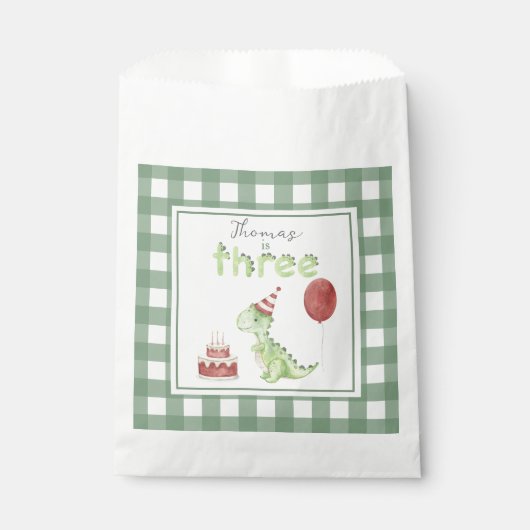 Watercolor Dinosaur 3rd birthday Geschenktütchen (Vorderseite)