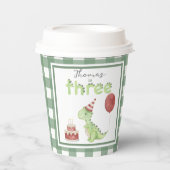 Watercolor Dinosaur 3rd birthday Pappbecher (Vorderseite)