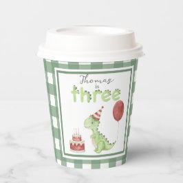 Watercolor Dinosaur 3rd birthday Pappbecher