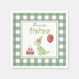 Watercolor Dinosaur 3rd birthday Serviette