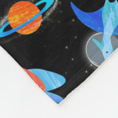 Watercolor Dinosaur Astronauts In Space Black Fleecedecke (Ecke)