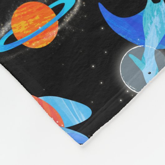 Watercolor Dinosaur Astronauts In Space Black Fleecedecke (Ecke)