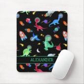 Watercolor Dinosaur Astronauts In Space Black Mousepad (Mit Mouse)