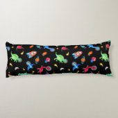 Watercolor Dinosaur Astronauts In Space Black Seitenschläferkissen (Rückseite)