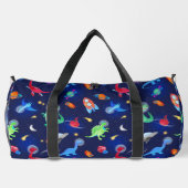 Watercolor Dinosaur Astronauts In Space Blue Duffle Bag (Rückseite)