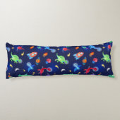 Watercolor Dinosaur Astronauts In Space Blue Seitenschläferkissen (Rückseite)