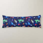 Watercolor Dinosaur Astronauts In Space Blue Seitenschläferkissen (Vorderseite)
