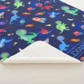 Watercolor Dinosaur Astronauts In Space Blue Sherpadecke (3/4)
