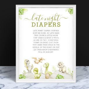 Watercolor-Dinosaur-Baby-Party - Windel für die sp Poster