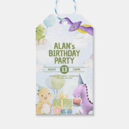 Watercolor Dinosaur Birthday Invites Geschenkanhänger